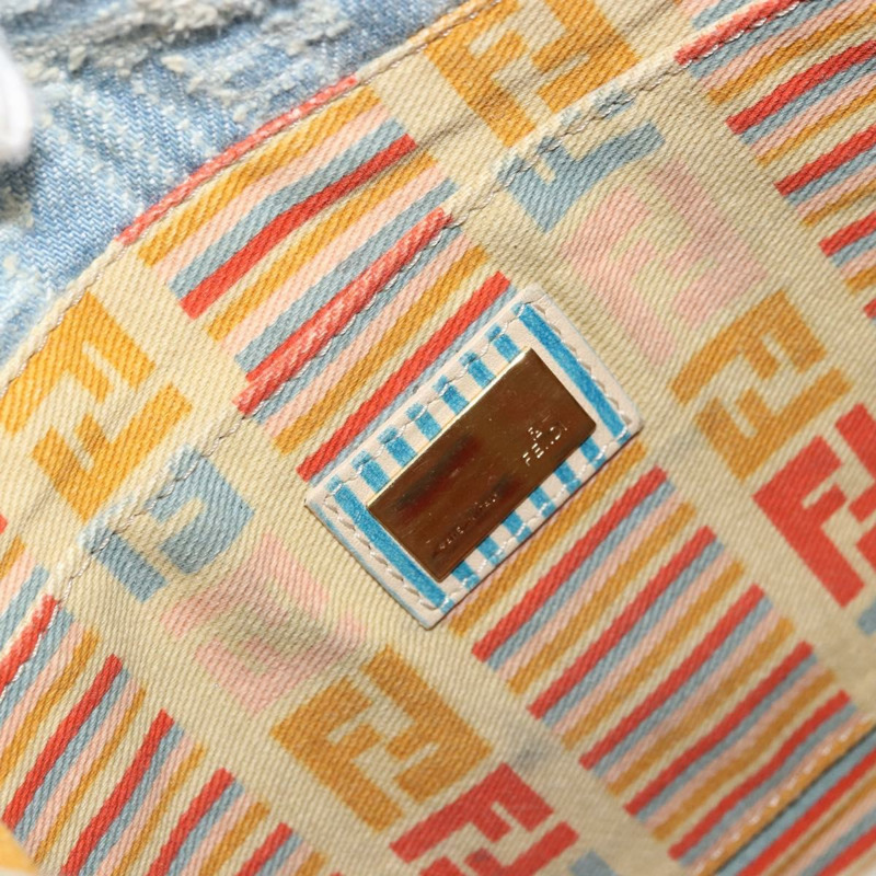 【日本直送】FENDI Zucca帆布Mamma Baguette單肩包 藍金 正品 YKZ1096V-19