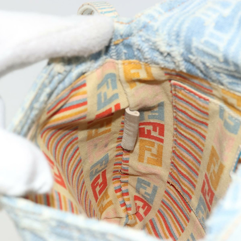 【日本直送】FENDI Zucca帆布Mamma Baguette單肩包 藍金 正品 YKZ1096V-21