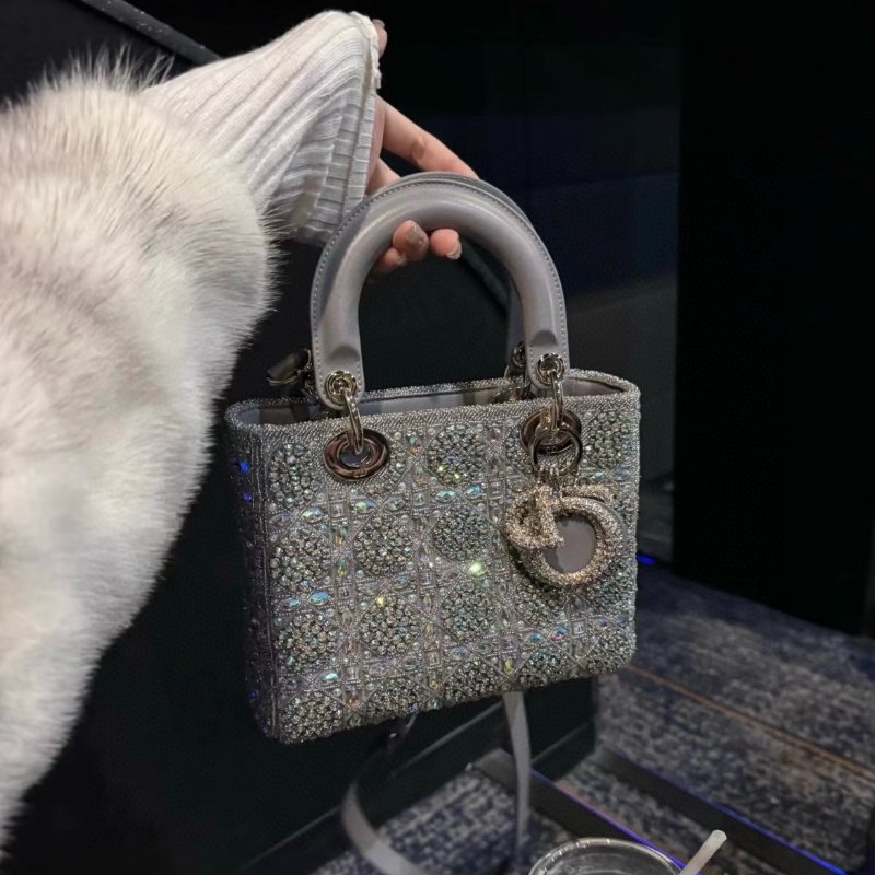 Dior鑲鑽黛妃包21x17cm 98新配件肩帶塵袋-1