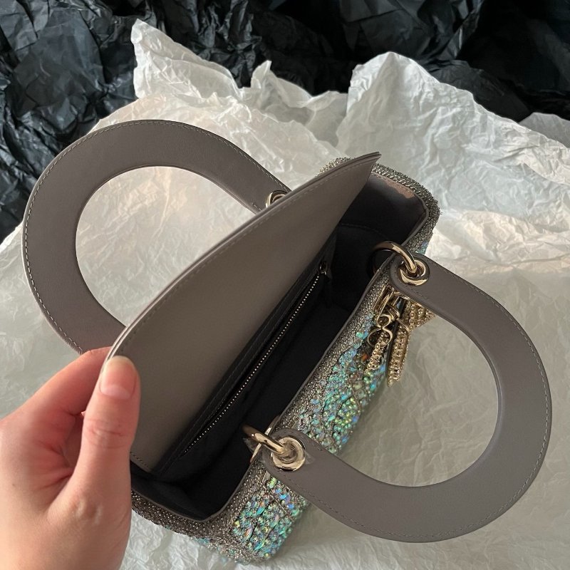 Dior鑲鑽黛妃包21x17cm 98新配件肩帶塵袋-8