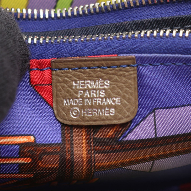 愛馬仕 Azap Compact 真絲拉鍊皮夾 063637CK 皮革 灰色 二手-3