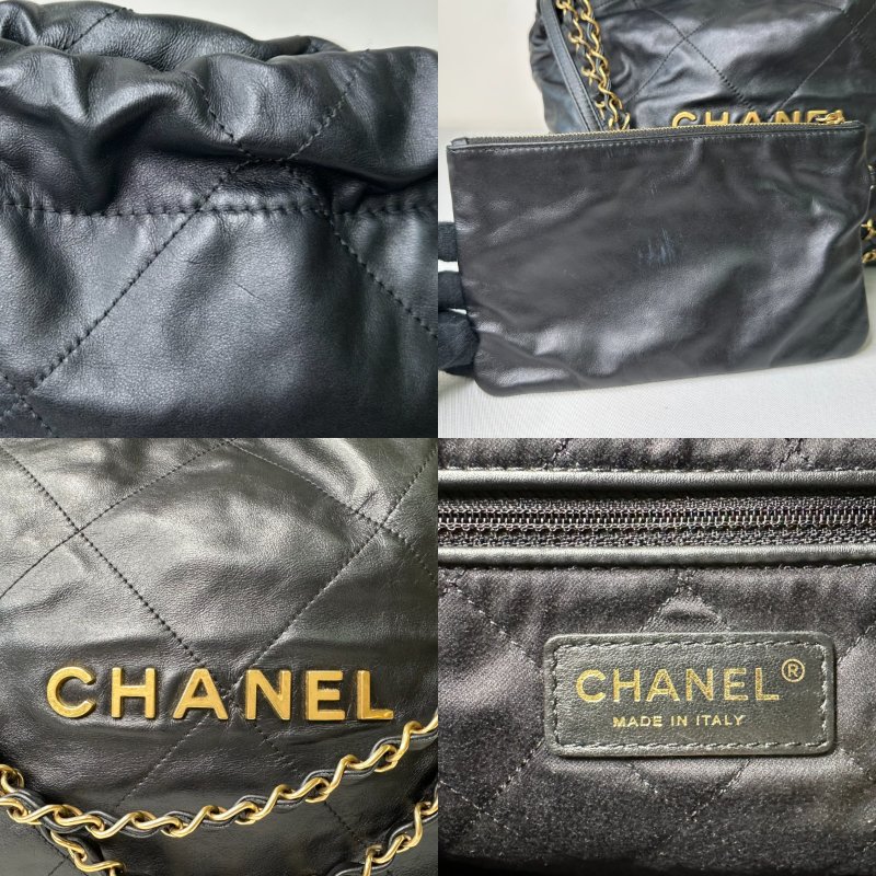 CHANEL 黑金小款22肩背包-8