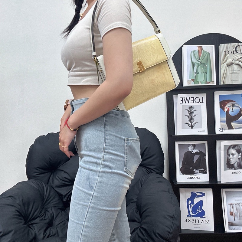 【赫蒂國際精品】YSL 聖羅蘭 經典復古蜥蜴皮 單肩包 vintage-1