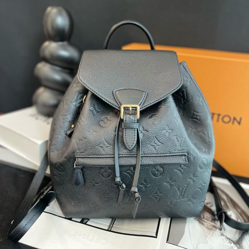 ️LV montsouris壓紋後背包 黑金 27.5×33×14 98新配件塵袋-3
