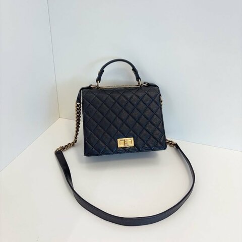 香奈兒/Chanel 黑金2.55 Kelly Handle複古郵差包 山羊皮菱格複古五金