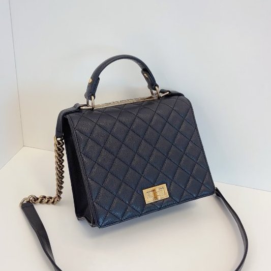 香奈兒/Chanel 黑金2.55 Kelly Handle複古郵差包 山羊皮菱格複古五金-2