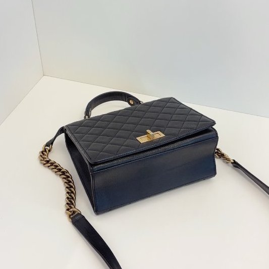 香奈兒/Chanel 黑金2.55 Kelly Handle複古郵差包 山羊皮菱格複古五金-3