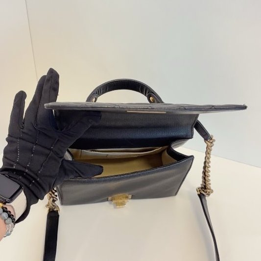 香奈兒/Chanel 黑金2.55 Kelly Handle複古郵差包 山羊皮菱格複古五金-8