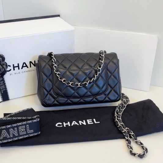 香奈兒/Chanel 黑銀Classic CF大mini鏈條包-1