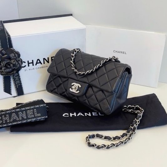 香奈兒/Chanel 黑銀Classic CF大mini鏈條包-2