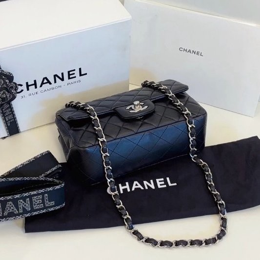 香奈兒/Chanel 黑銀Classic CF大mini鏈條包-4