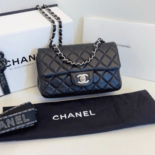 香奈兒/Chanel 黑銀Classic CF大mini鏈條包-5