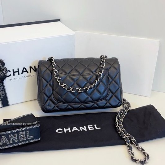 香奈兒/Chanel 黑銀Classic CF大mini鏈條包-6