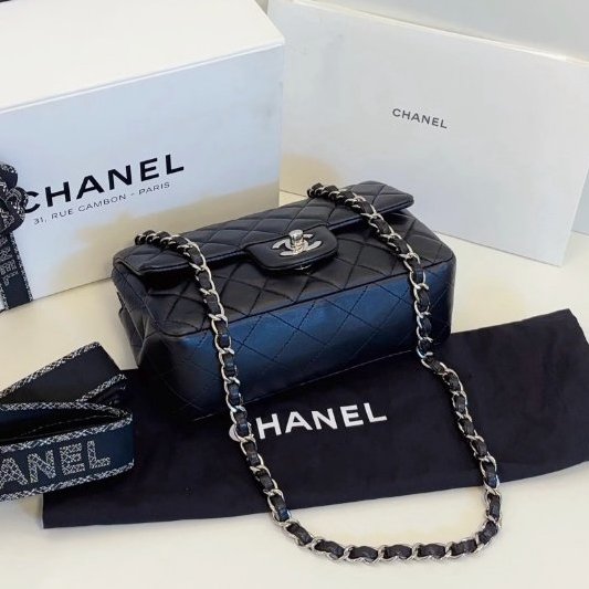 香奈兒/Chanel 黑銀Classic CF大mini鏈條包-7