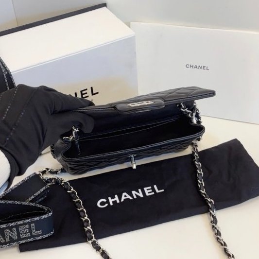 香奈兒/Chanel 黑銀Classic CF大mini鏈條包-8