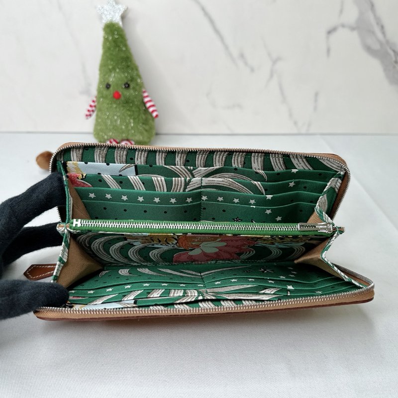 HERMES 全新老虎絲巾長夾-4