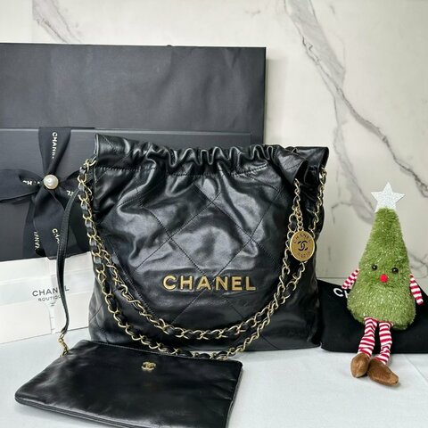CHANEL 22包黑金小款