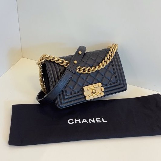 香奈兒/Chanel 黑金牛皮leboy小號 造舊金屬複古耐用 經典繫列-2