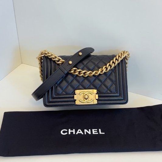 香奈兒/Chanel 黑金牛皮leboy小號 造舊金屬複古耐用 經典繫列-5