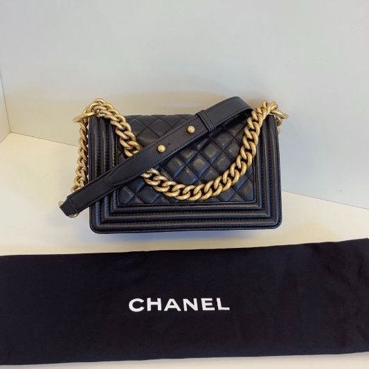 香奈兒/Chanel 黑金牛皮leboy小號 造舊金屬複古耐用 經典繫列-6