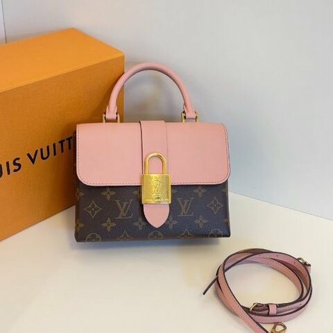 芯片款 路易威登/Louis Vuitton Locky BB 老花拼粉色鎖頭包