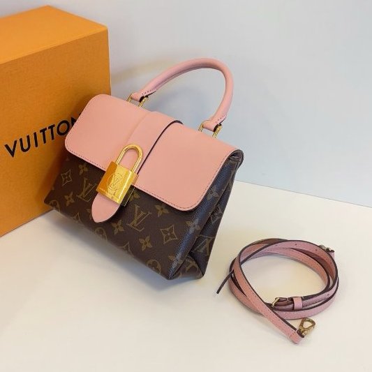 芯片款 路易威登/Louis Vuitton Locky BB 老花拼粉色鎖頭包-3