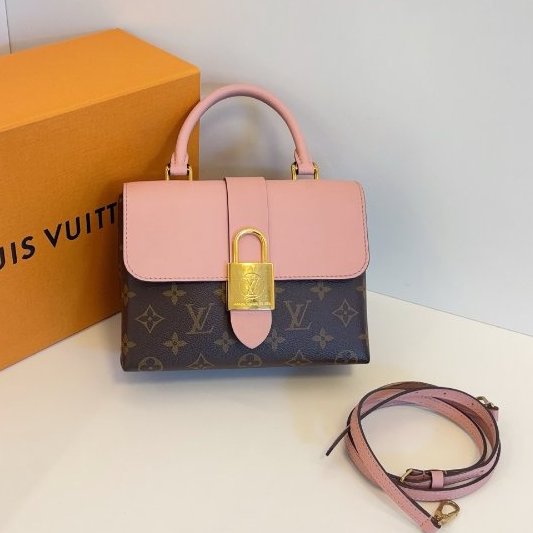 芯片款 路易威登/Louis Vuitton Locky BB 老花拼粉色鎖頭包-6