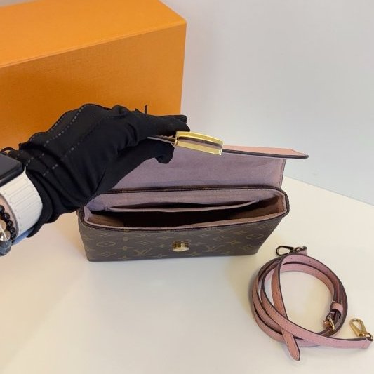 芯片款 路易威登/Louis Vuitton Locky BB 老花拼粉色鎖頭包-9