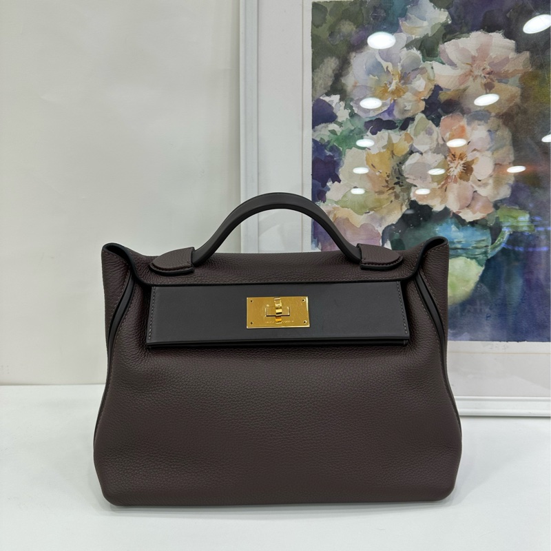 Hermes 愛馬仕 2424-29 烏木色拼黑色金扣 Z刻-1