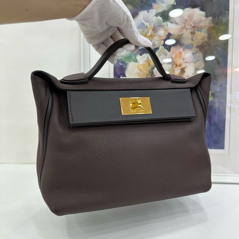 Hermes 愛馬仕 2424-29 烏木色拼黑色金扣 Z刻-6