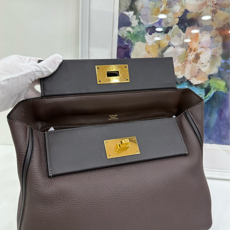 Hermes 愛馬仕 2424-29 烏木色拼黑色金扣 Z刻-7