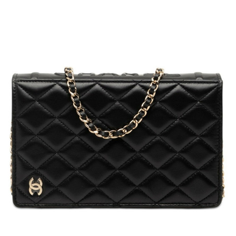 香奈兒 (Chanel) Matelassé Coco Mark Logo Book Chain Shoulder Bag AP2952 黑白羊皮女士包