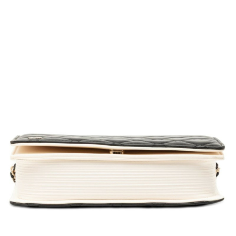 香奈兒 (Chanel) Matelassé Coco Mark Logo Book Chain Shoulder Bag AP2952 黑白羊皮女士包-2