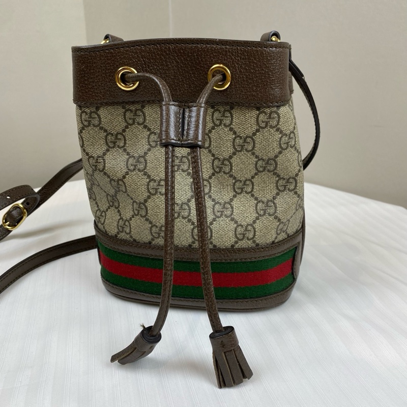 古馳/Gucci Ophidia系列  米色和烏木色GG Supreme帆布 15.5釐米（寬）x 19釐米（高）x 9釐米（深）-1