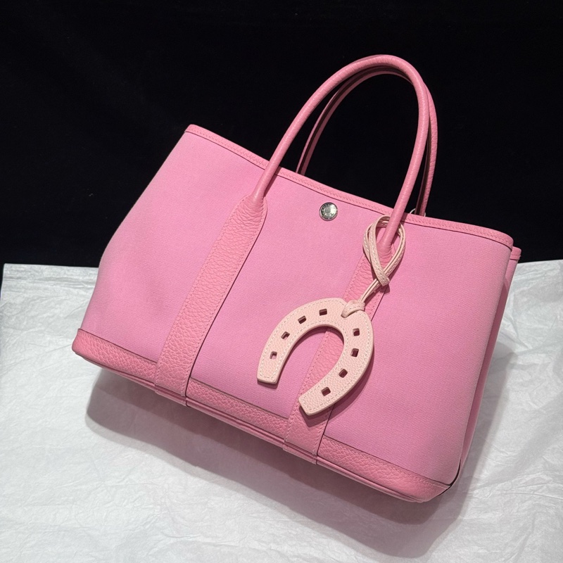 Hermes/愛馬仕 garden party30 稀有 5p粉色花園包Y刻-0
