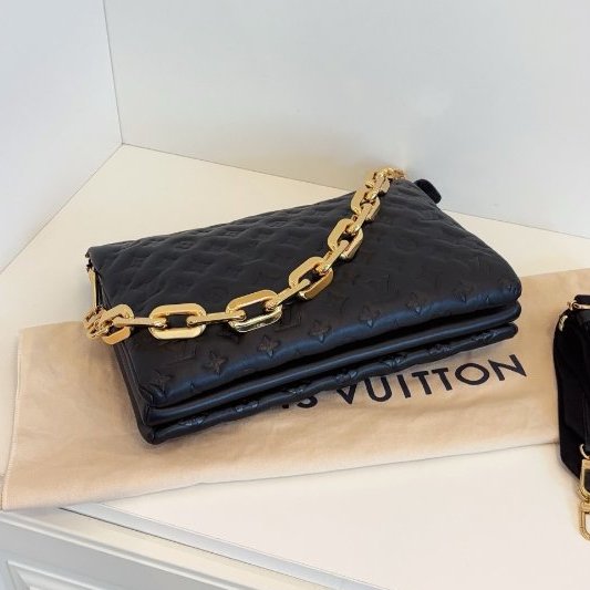 路易威登/Louis Vuitton 黑金全皮壓花枕頭包 泡芙包 雙肩帶 大號-5