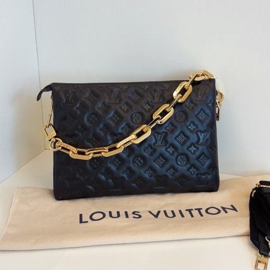 路易威登/Louis Vuitton 黑金全皮壓花枕頭包 泡芙包 雙肩帶 大號-7