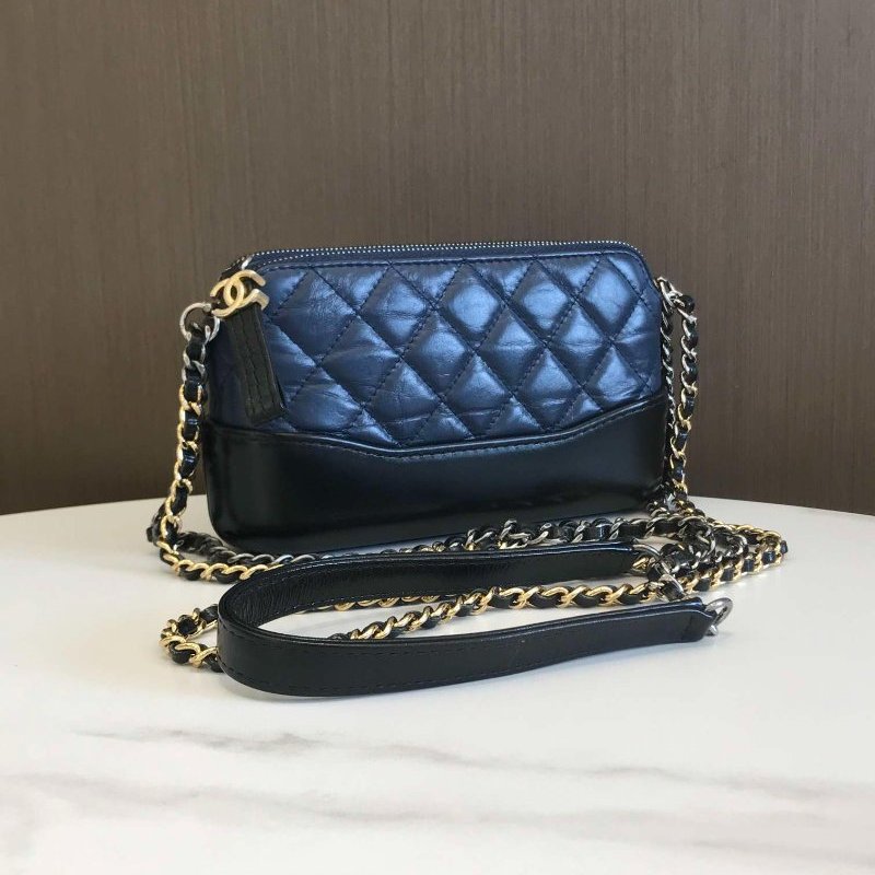 香奈兒/Chanel 藍拼黑mini流浪鏈條包-1