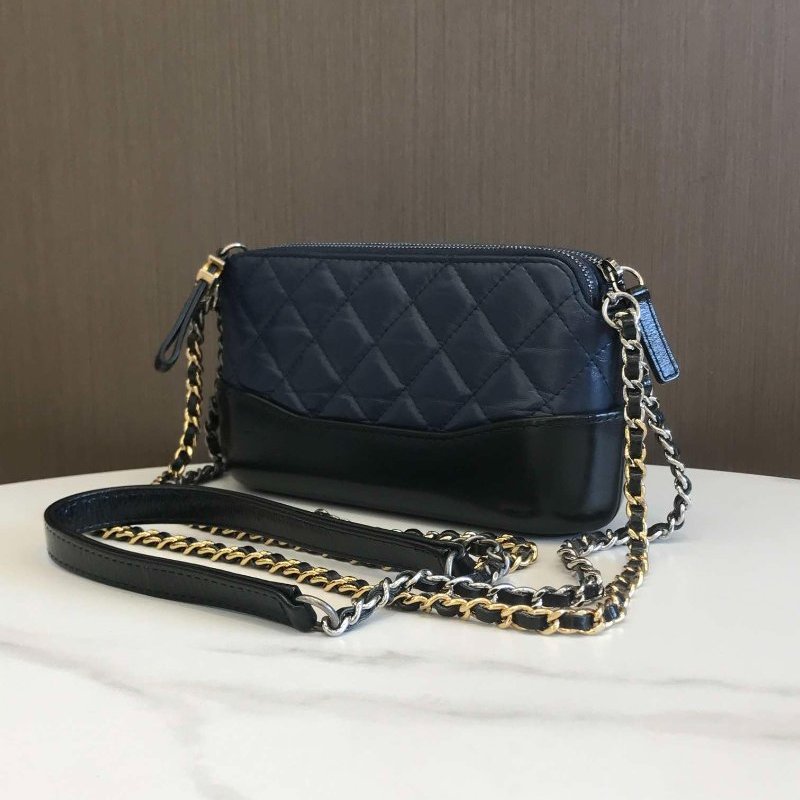 香奈兒/Chanel 藍拼黑mini流浪鏈條包-2