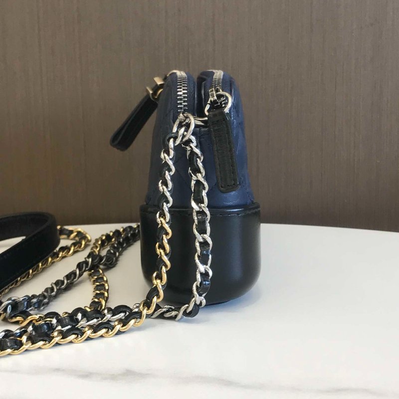 香奈兒/Chanel 藍拼黑mini流浪鏈條包-3