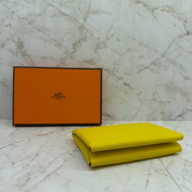 HERMES CALVI DUO 黃色雙層卡包/B-1