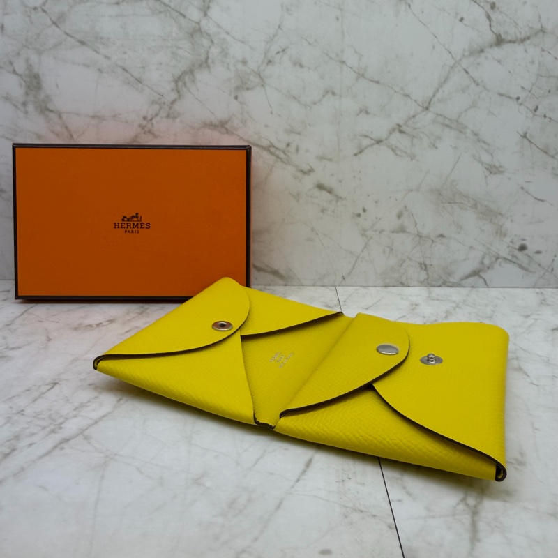 HERMES CALVI DUO 黃色雙層卡包/B-4