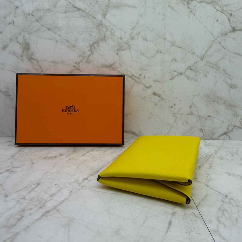 HERMES CALVI DUO 黃色雙層卡包/B-5