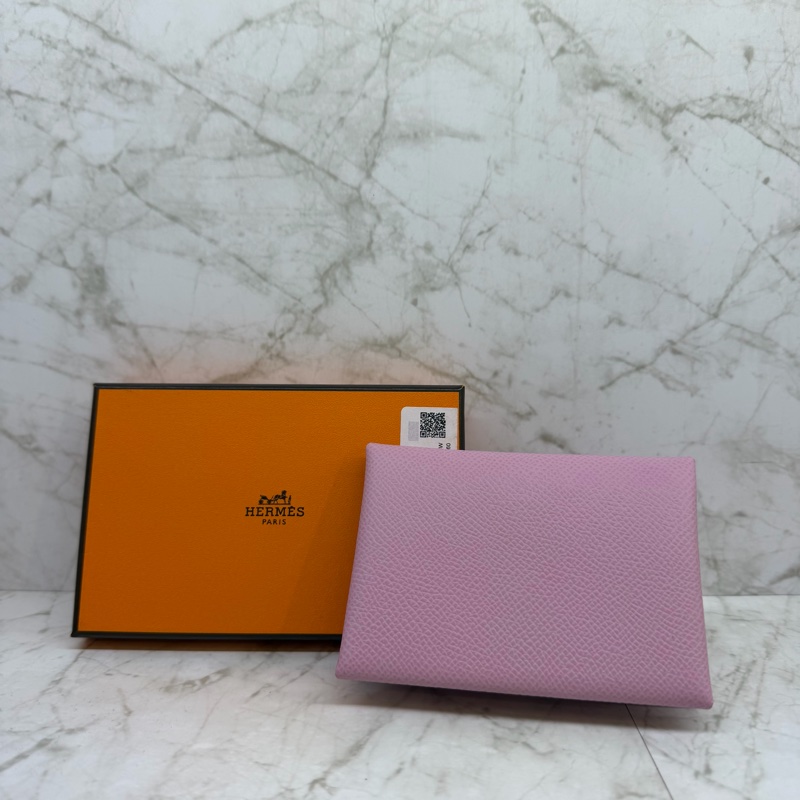 HERMES CALVI DUO X9锦葵紫雙層卡包/K-0