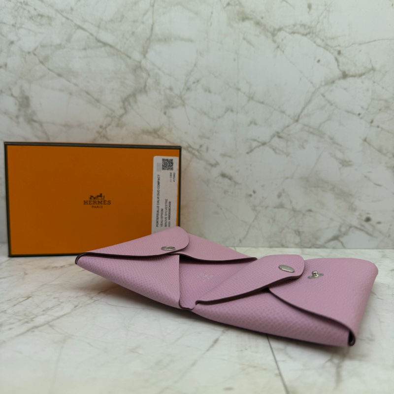 HERMES CALVI DUO X9锦葵紫雙層卡包/K-3