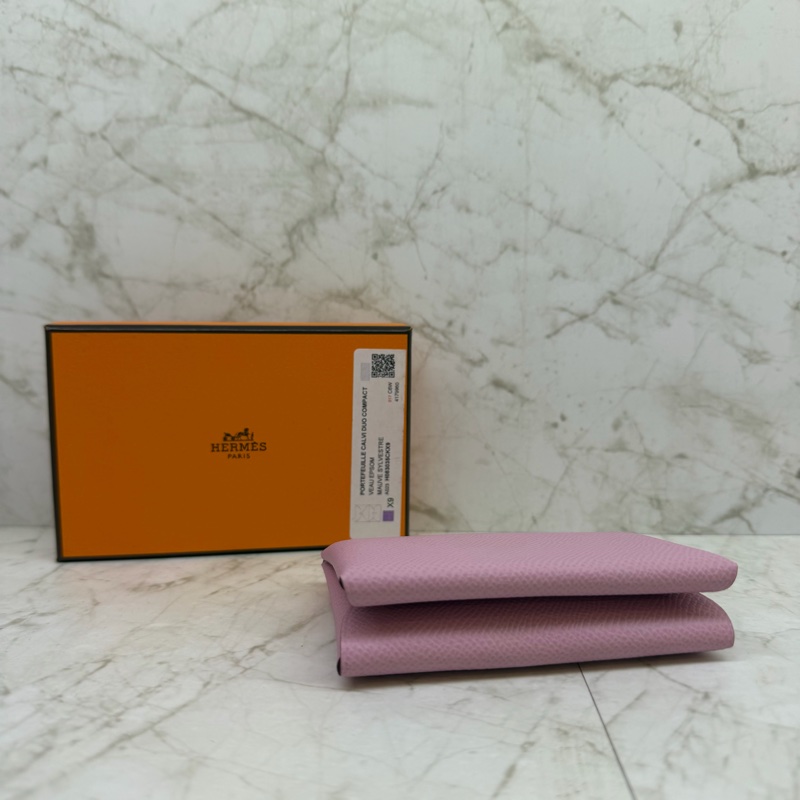 HERMES CALVI DUO X9锦葵紫雙層卡包/K-4