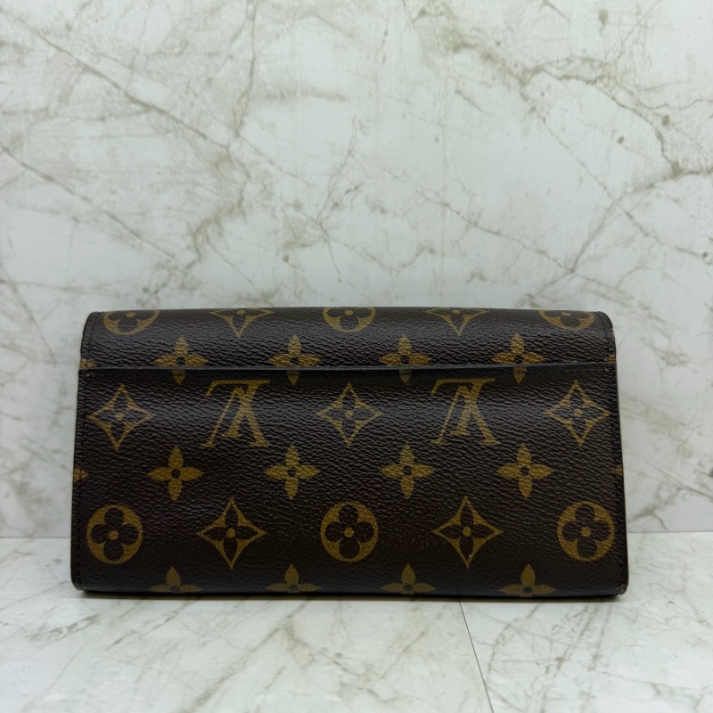 LV Sarah咖色老花釦式長夾/M62235-3