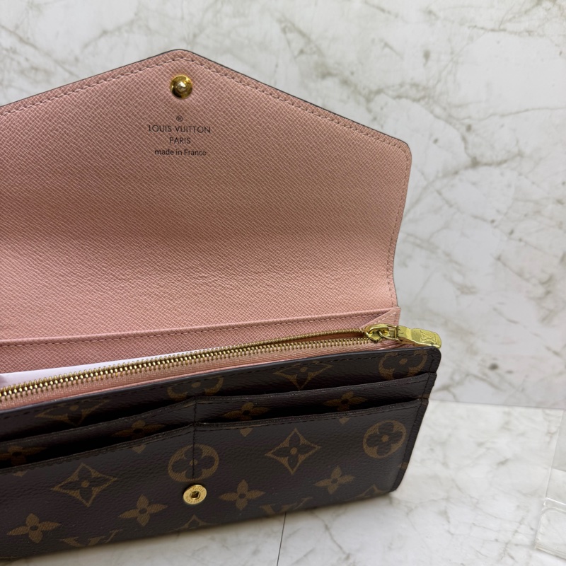 LV Sarah咖色老花釦式長夾/M62235-4