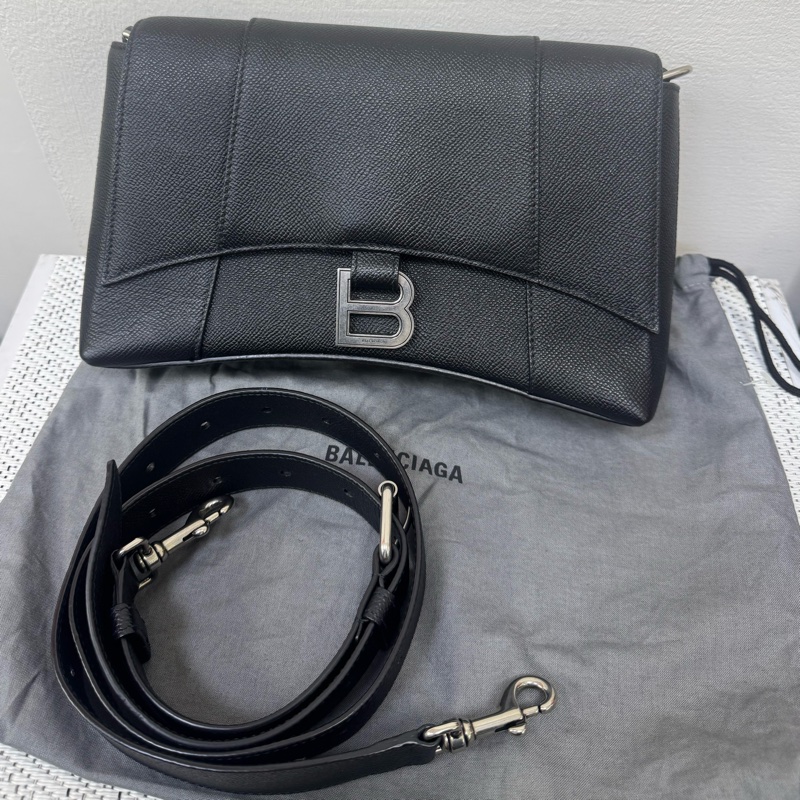 Balenciaga Downtown巴黎世家黑銀斜背包-1