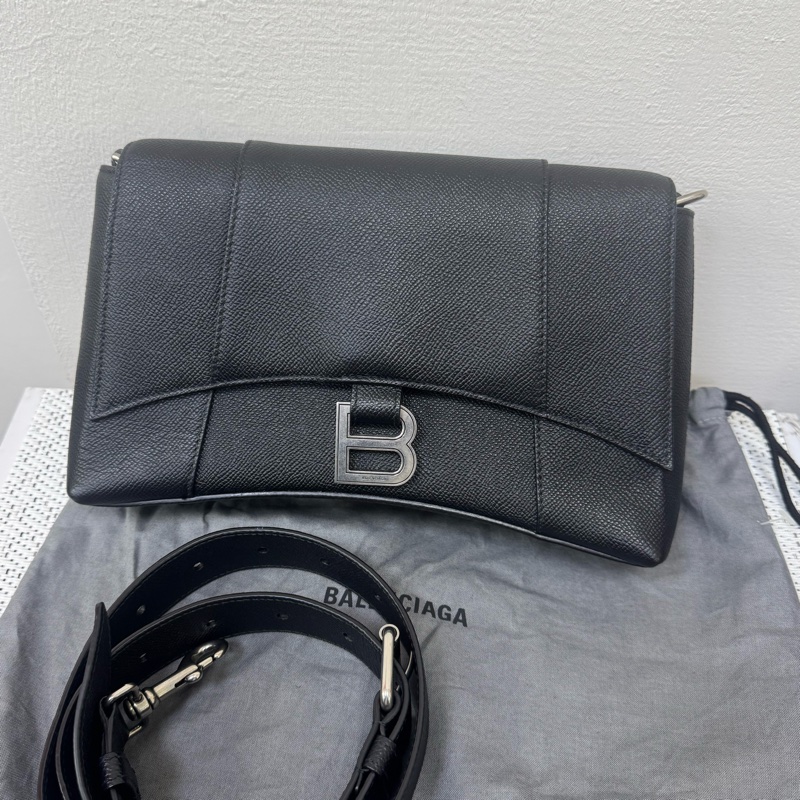 Balenciaga Downtown巴黎世家黑銀斜背包-5